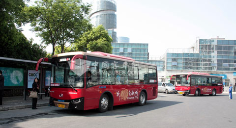 30 King Long City Buses Serve Lujiazui Financial Zone